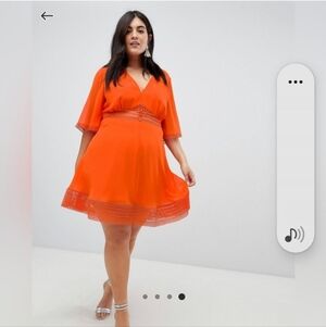 Like New ASOS CURVE orange Cut Out Dress Size 20